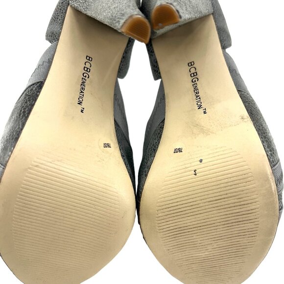 BCBGeneration Angelique Platform Stiletto Heels Size 7 Steel Grey Ash Open Toe - Picture 6 of 7